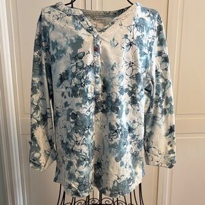 Studio Works Blue and White Floral Top